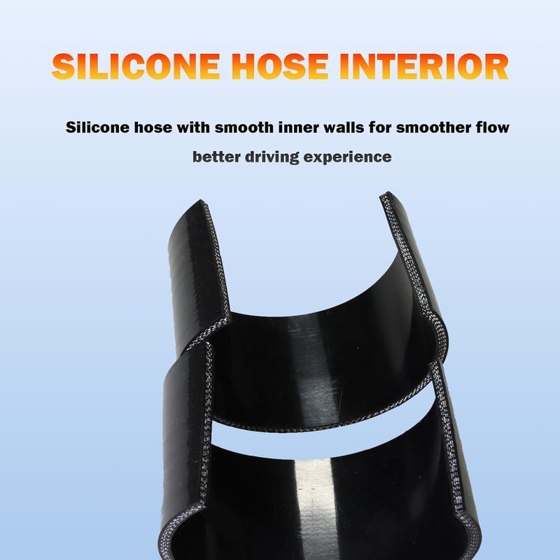 I33T Automotive Silicone Tubing, ID 2.25" to 3" (57mm-76mm) Straight Reducer, 3"(76mm) Leg Length, 3-Ply High Performance Coupler, Universal Automotive Pure Silicone Hose (Black) - Image 4
